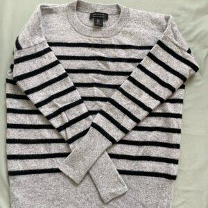 Banana Republic Gray and Black Striped Men's Sweater